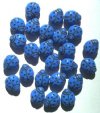 25 14mm Opaque Blue Ladybug Glass Beads